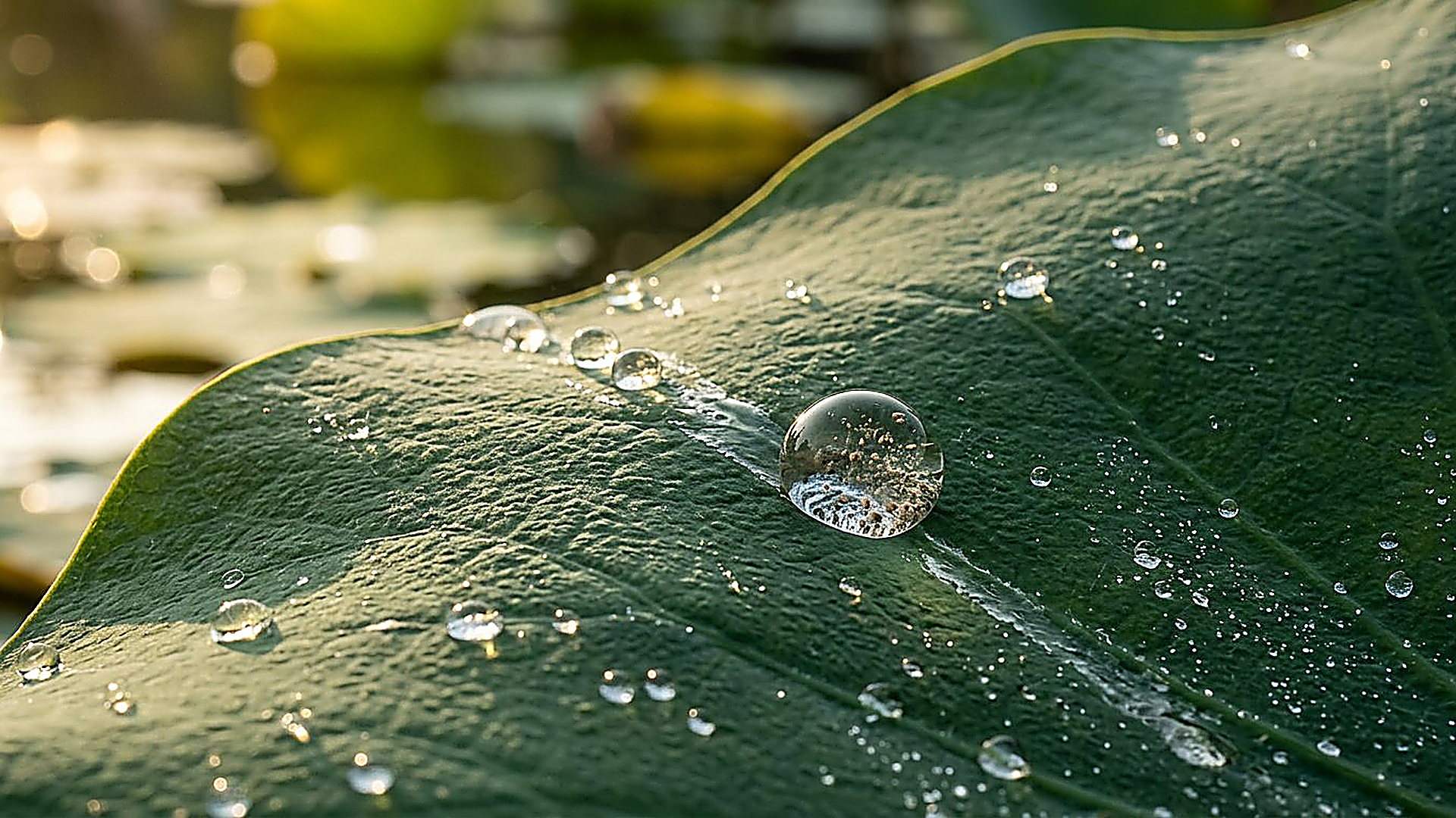 La feuille qui se nettoie sous la pluie — reconstitution numérique