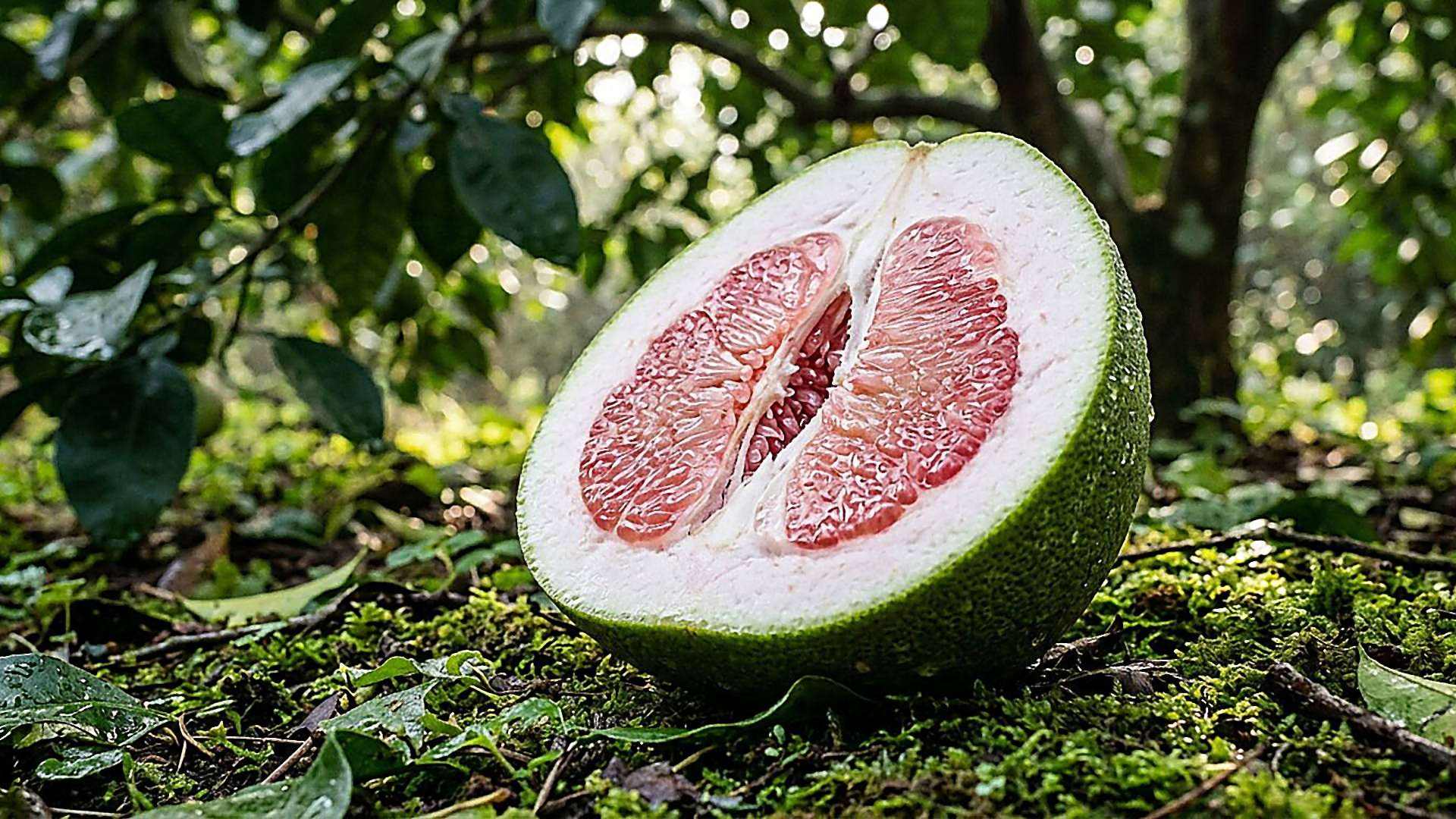 Le fruit qui amortit sa chute — reconstitution numérique